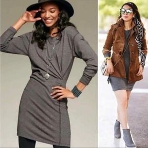 CABI Put ON Style 3650 Knit Cinched Waist Long Sleeve Sweatshirt Dress